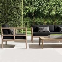 Ensemble de canapés d'extérieur en teck moderne, coussins durables et imperméables, meubles de jardin écologiques