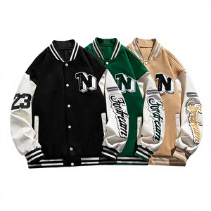 Polyester Canvas Stand Collar Custom Men's Varsity Jacket Embroidery Hip Hop Style Winter Windproof Waterproof OEM Service Front - Product Image 2