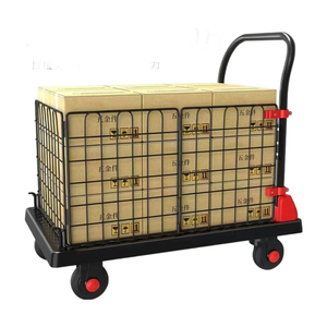 Chariot à main pliable en métal robuste, capacité de charge 300 kg, chariot à plateforme en acier avec cage en maille, chariot à roulettes avec poignée - Product Image 4