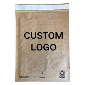 Sac à bulles en papier kraft blanc avec logo personnalisé, recyclable, biodégradable, enveloppe rembourrée en nid d'abeille - Product Image 1