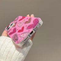 Coque de téléphone tendance en forme de cœur léopard rose scintillant pour iPhone 13 14 15 16 17 Pro Max, antichoc, souple, luxueuse et brillante