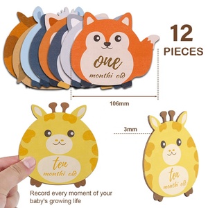 Fabricant record de croissance de bébé <span class=keywords><strong>bonjour</strong></span> monde carte jalon mensuel impression UV animaux <span class=keywords><strong>allemand</strong></span> en bois jalon cartes bébé - Product Image 5