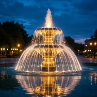 Fuente Musical para Patio de Villa, Fuente Pequeña para Parque, Fuente Creativa con Chorro de Agua