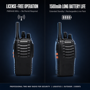 Radio bidirectionnelle portable professionnelle PMR446 avec écouteurs et chargeur de bureau pour les agents de sécurité et les patrouilles - Product Image 4