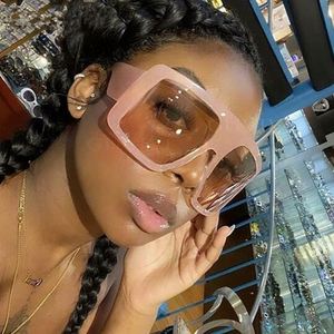Gafas de Sol Cuadradas Extra Grandes para Mujer, con Logotipo Personalizado Vintage, Montura Grande, Color Rosa Degradado, Protección UV400, Gran Venta - Product Image 4