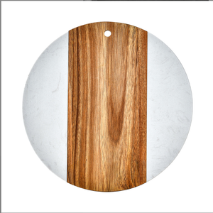 <span class=keywords><strong>Planche</strong></span> à découper <span class=keywords><strong>ronde</strong></span> en marbre et <span class=keywords><strong>bois</strong></span> d'acacia pour fruits et sushis - Product Image 1