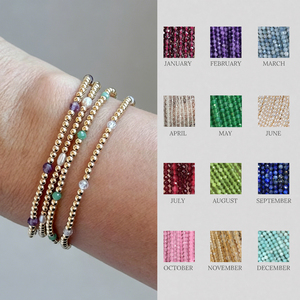 Bracelet en perles de pierre de naissance naturelle de 3 mm, perles en acier inoxydable, bracelet de pierre de naissance, vente en gros, bijoux personnalisés pour petites entreprises, OEM ODM - Product Image 1