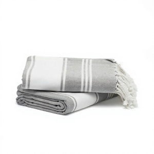 Serviette de plage en coton turc personnalisée Msf, rayée, style hammam, à franges, recyclée, sans sable, pour voyage et spa - Product Image 4