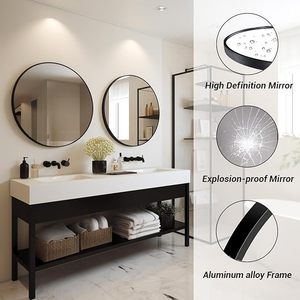 Espejo de Baño Redondo Minimalista de Aluminio con Marco Metálico para Tienda de Ropa o Salón - Product Image 3