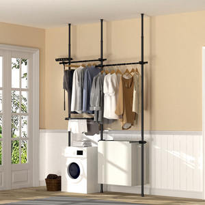 מנגב מודרני רצפה ללא תשלום רצפה מודרני מתכת מתלה טלסקופי מעמד כבד שלוש שכבות בד אחסון מתלה מתכווננת פתוח - Product Image 4