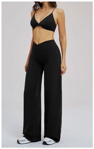Conjunto Deportivo de Yoga Transpirable de Dos Piezas con Cintura Cruzada y Pantalones Anchos para Correr al Aire Libre - Product Image 3
