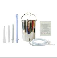Seau pour lavement en acier inoxydable 304, 1,6 L, portable, pour usage domestique, pour café, lait et appareil de lavement, avec sac de rinçage