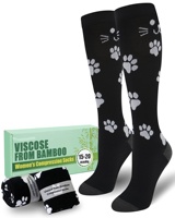 Chaussettes de compression pour femmes, haute qualité, antimicrobiennes, en bambou, 15-20 mmHg, hauteur genou, chaussettes de compression décontractées sans couture