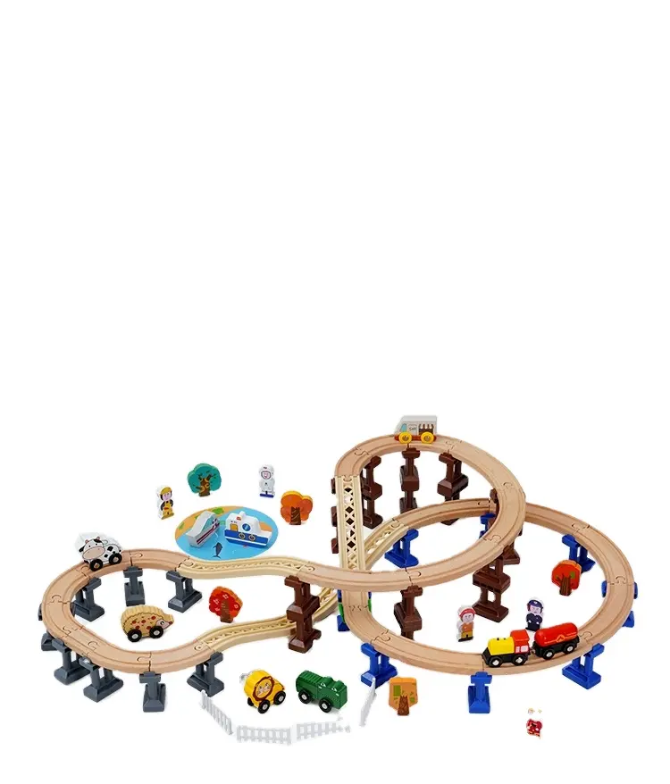 Houten Bouwsteen Kleine Trein Spoor Set Magneettrein 3-5-7 Jaar Oude Jongen Bouwsteen Kinderspeelgoed