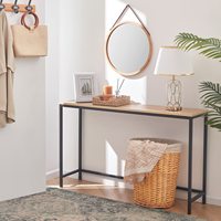 Table console en rotin bohème moderne personnalisée OEM avec deux grands tiroirs de rangement, meuble multifonctionnel pour salon en chêne
