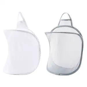 Hot Sale White Dirty Foldable Collapsible Wall Hanging Mesh Laundry Hamper Portable Supplier