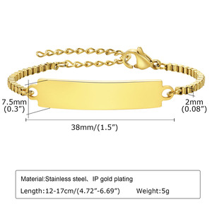 Bracelet personnalisé pour enfants en acier inoxydable avec chaîne à barres courbées, gravable, étanche et ajustable, bijoux de mode pour enfants - Product Image 2