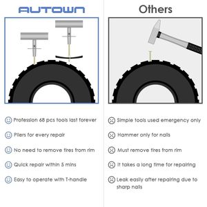 Autown <b>Tire</b> Repair <b>Kit</b> 68pcs Heavy Duty <b>Plug</b> Tools For Puncture Fix And Flat Patching - Product Image 3