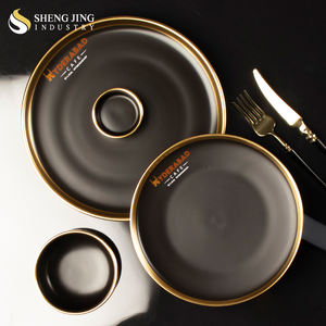 Assiettes en porcelaine noire mate <span class=keywords><strong>de</strong></span> luxe <span class=keywords><strong>de</strong></span> haute qualité, logo personnalisé - durables, compatibles micro-ondes, soldes, commande en gros, réduction - Product Image 5