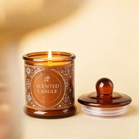 Gelas Amber Grosir Dengan Tutup, Tempat Lilin Dekorasi Dalam Ruangan, Hadiah Festival, Lilin Aroma Wangi untuk Rumah