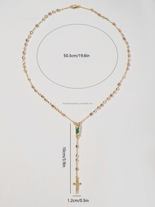 Joyería Religiosa Collar con Colgante de Zirconia de Guadalupe Virgen María <span class=keywords><strong>San</strong></span> <span class=keywords><strong>Benito</strong></span> Rosario <span class=keywords><strong>Cruz</strong></span> Tricolor Chapado en Oro de 14k - Product Image 6