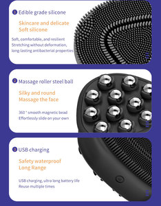 Appareil de nettoyage du visage, étanche, rechargeable, en silicone, brosse nettoyante électrique vibrante pour le visage, exfoliant - Product Image 3