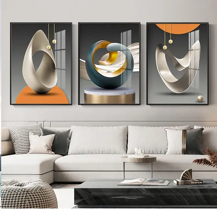 リビングルーム卸売装飾モダン高級アート抽象クリスタル磁器ガラス絵画デザイン家の壁アート装飾