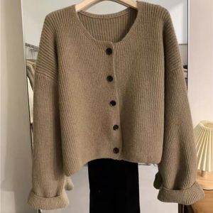 เสื้อแขนยาวคาร์ดิแกนถักสำหรับผู้หญิงเสื้อกันหนาวลำลองคอกลม - Product Image 2