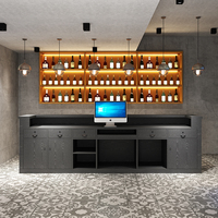 Comptoir de réception moderne en panneaux compacts pour salon de thé, caisse, bar, avec base en bois, idéal pour restaurant commercial, billard, salon