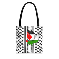 Sac fourre-tout Kefiyeh palestinien noir blanc avec colombe de la paix sur un côté Gaza Palestine travail pour la paix sac fourre-tout en toile