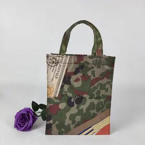 Full Printing Camouflage Color Laminated Non-Woven Grocery Bag Fabric Tote Reusable Laminated Shopping Bag