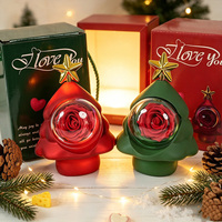 Boîte à bijoux en rose éternelle pour arbre de Noël, coffret cadeau rose préservée, cadeau de Noël et de la Saint-Valentin en gros pour les boutiques de détail