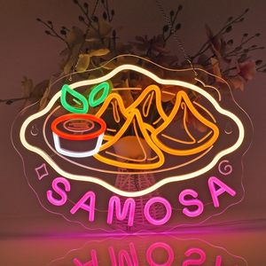 <span class=keywords><strong>Enseigne</strong></span> au néon Samosa, vente directe d'usine, design gratuit, lumières au néon, décoration murale suspendue pour restaurant indien - Product Image 3