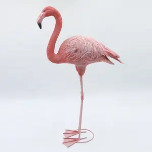 Patung Burung Hewan Dekorasi Taman, Dekorasi Kustom Resin Pink Dalam dan Luar Ruangan Taman 45*17*65CM 52*24*73CM