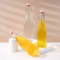 Bouteilles en verre carrées transparentes en gros 500ml 750ml 1000ml avec bouchons roll-on et agitateurs pour la fermentation du kombucha