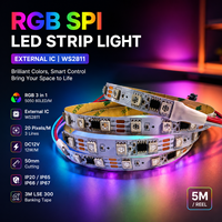 Bande LED RGBIC WS2811 SPI avec IC externe 5050, étanche IP20 IP65 IP67, 12V 24V, 60 LED, éclairage intelligent CE ROHS