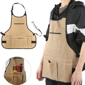 Tool Storage Apron Khaki Black Multiple Pocket Work Suit For Gardening And Auto Repair - Product Image 1