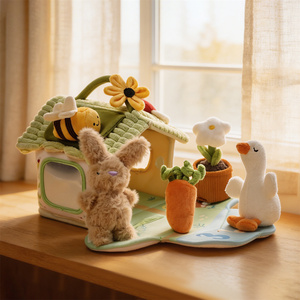 Nouveaux jouets sensoriels Montessori lavables 2026, tapis convertible avec rangement intégré, jouets pour bébés 0-12 <span class=keywords><strong>mois</strong></span>, jouets en peluche en coton sur le thème de la ferme - Product Image 2