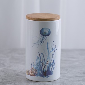 Medusa de algas marinas de cerámica de diseño de almacenamiento harina frasco con la tapa de Bambú - Product Image 2