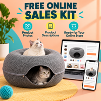 Tunnel-lit pour chat en feutre polyester personnalisé, en forme de donut, avec fermeture éclair, pour l'intérieur, idéal pour jouer et se reposer