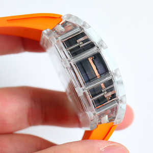 Men's Samurai Style Transparent Crystal <b>Skeleton</b> Mechanical <b>Watch</b>, Torn-Shaped <b>Automatic</b> <b>Watch</b> - Product Image 4