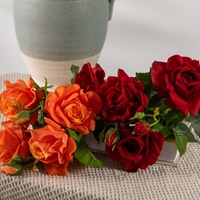 Lot de 3 têtes de roses artificielles Lyon, toucher réel, faites à la main, écologiques, pour arrangements floraux DIY, Fête des Mères, Pâques