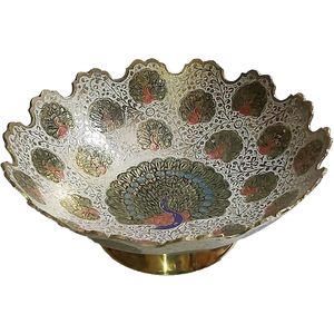 PARIJAT artesanía bellamente hecha a mano diseñador latón decorativo fruta seca cuenco multicolor utensilios de cocina decoración del hogar - Product Image 1