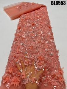 Hot Bán Chất Lượng Cao Châu Âu Và Mỹ Thanh Lịch Lưới Thêu Đính Cườm Ren Với <span class=keywords><strong>3D</strong></span> Hoa Cho Đám Cưới Cho Đảng - Product Image 3