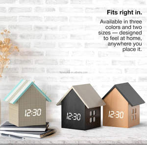 Reloj <span class=keywords><strong>despertador</strong></span> digital con forma de casa con pantalla de temperatura, Marco bonito de estética moderna y atenuador LED, reloj de escritorio pequeño para cabecera - Product Image 6