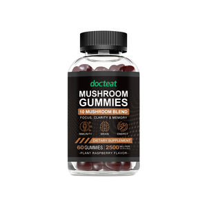 10-in-1 Mushroom Blend Gummies 60 Count <strong>Plant</strong> Raspberry Flavor 2500mg Support Focus Clarity Memory Factory Dietary Supplement - Product Image 1