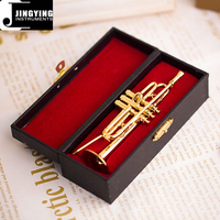 2024 Jingying Music Miniature Brass Wind Musical Instruments Model,Mini Trumpet Model Home Decoration Birthday Instrument Gift