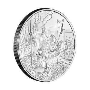 Jesus Souvenir Coin Nativity Pattern Collectible Christianity Commemorative Coin Silver Plated Creative Gift