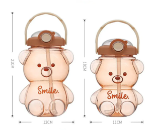 Botella de Agua Ecológica de 1 Litro con Diseño de Oso Kawaii para Niños, con Pajita, Portátil, de Plástico - Product Image 3