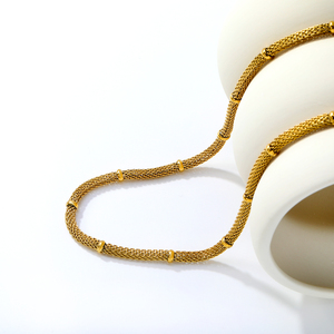 <span class=keywords><strong>Collier</strong></span> <span class=keywords><strong>Serpent</strong></span> en Acier Inoxydable Plaqué Or pour Femme, Anti-ternissement, avec Fermoir OT Massif, <span class=keywords><strong>Maille</strong></span> Tressée et Perles - Product Image 2